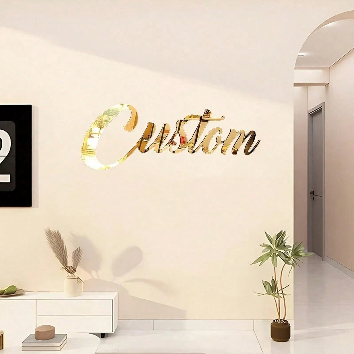Customized Acrylic Mirror Stickers Gold Silver Black Personalized Letter Wall Decals For Bedroom Living Room Party Backdrop Decor Name Wall Art Birthday Party Decoration