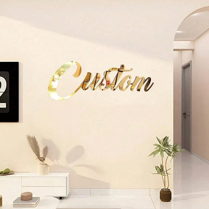 Customized Acrylic Mirror Stickers Gold Silver Black Personalized Letter Wall Decals For Bedroom Living Room Party Backdrop Decor Name Wall Art Birthday Party Decoration