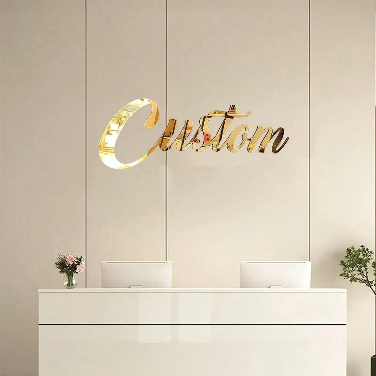 Customized Acrylic Mirror Stickers Gold Silver Black Personalized Letter Wall Decals For Bedroom Living Room Party Backdrop Decor Name Wall Art Birthday Party Decoration