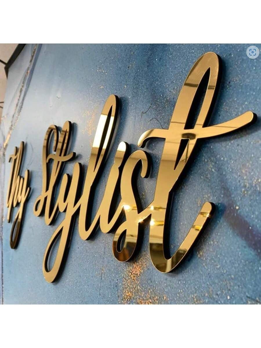 Customized Acrylic Mirror Stickers Gold Silver Black Personalized Letter Wall Decals For Bedroom Living Room Party Backdrop Decor Name Wall Art Birthday Party Decoration