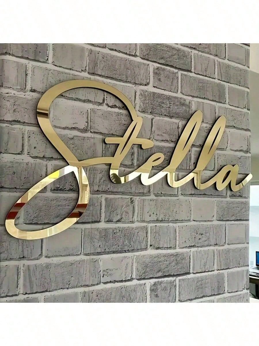 Customized Acrylic Mirror Stickers Gold Silver Black Personalized Letter Wall Decals For Bedroom Living Room Party Backdrop Decor Name Wall Art Birthday Party Decoration