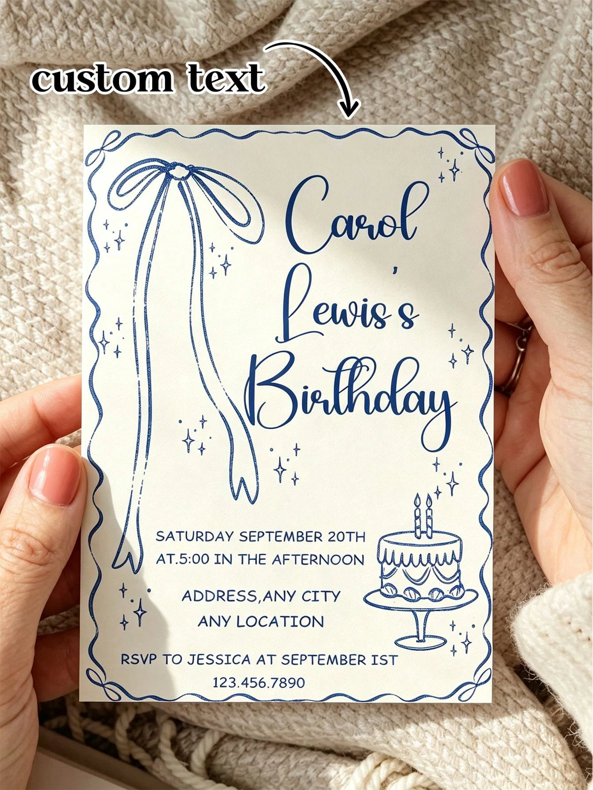 Customized Personalized Invitations And Thank You Cards, With Customizable Text, Inner Pages And Envelopes, Suitable For Birthday, Wedding, Mother's Day, Anniversary, Bridal Shower And All Holiday Cel