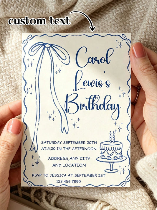 Customized Personalized Invitations And Thank You Cards, With Customizable Text, Inner Pages And Envelopes, Suitable For Birthday, Wedding, Mother's Day, Anniversary, Bridal Shower And All Holiday Cel