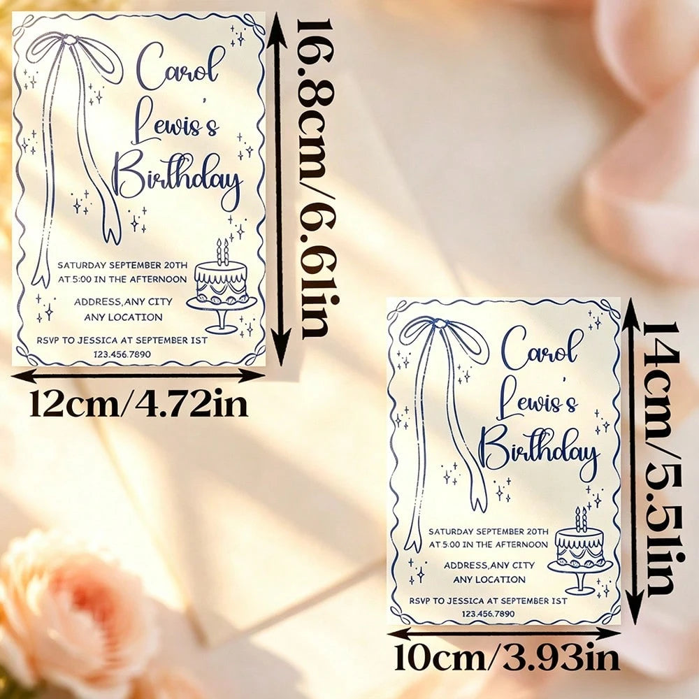 Customized Personalized Invitations And Thank You Cards, With Customizable Text, Inner Pages And Envelopes, Suitable For Birthday, Wedding, Mother's Day, Anniversary, Bridal Shower And All Holiday Cel