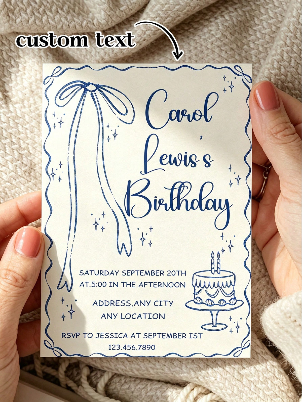 Customized Personalized Invitations And Thank You Cards, With Customizable Text, Inner Pages And Envelopes, Suitable For Birthday, Wedding, Mother's Day, Anniversary, Bridal Shower And All Holiday Cel