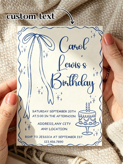 Customized Personalized Invitations And Thank You Cards, With Customizable Text, Inner Pages And Envelopes, Suitable For Birthday, Wedding, Mother's Day, Anniversary, Bridal Shower And All Holiday Cel