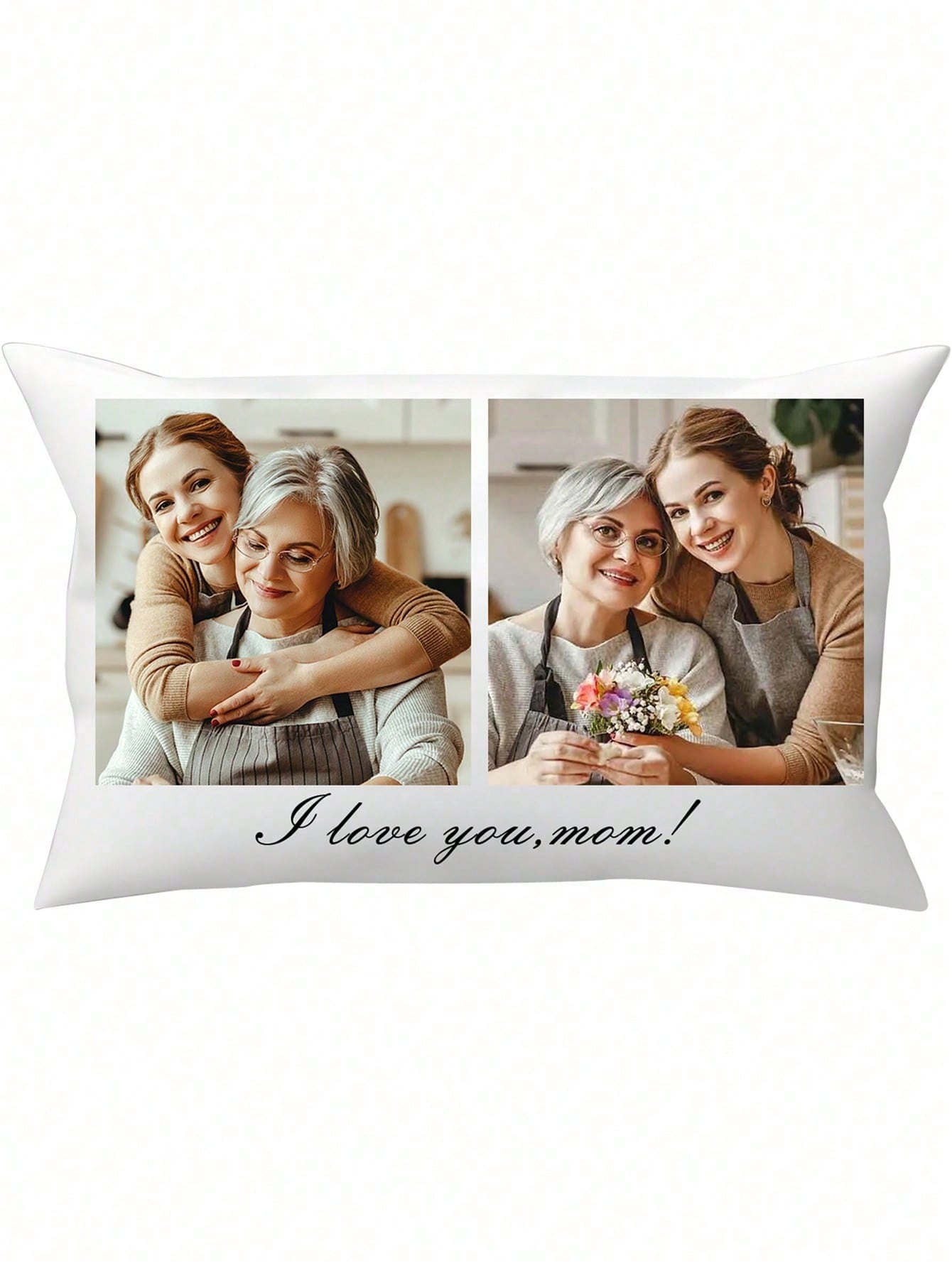 Customized Personalized Photo Print Pillowcase, Single-Sided Print With 2 Custom Photos, Ideal Gift For Mother's Day, Father's Day, Thanksgiving, Teacher's Day, Family, Friends, Yourself, Boyfriend, G