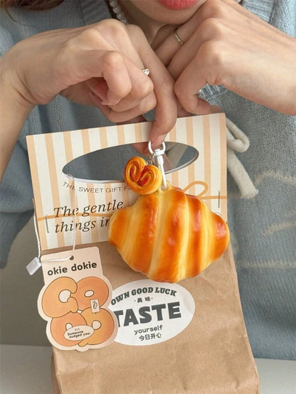 Cute Asymmetric Shockproof Silicone Ugly Cute Interesting Croissant Shaped Earphone Case With A Small Pastry Pendant Compatible With Apple Earphone Case 1/2/3/4/Pro/Pro2(Nd)/Pro(3rd) Birthday Gift Ann