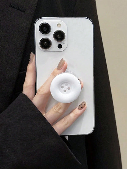 Cute Button-Style Telescopic Mobile Phone Holder- Foldable Integrated Lazy Stand, Suitable For Desk Office And Entertainment, Back Sticky Stable Support, Universal Portable Design, Mobile Phone Back