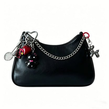 Cute Cartoon Bag Charm Heart Badminton Keychain Balloon Dog Maximalist Double Clasp Chain Pendant