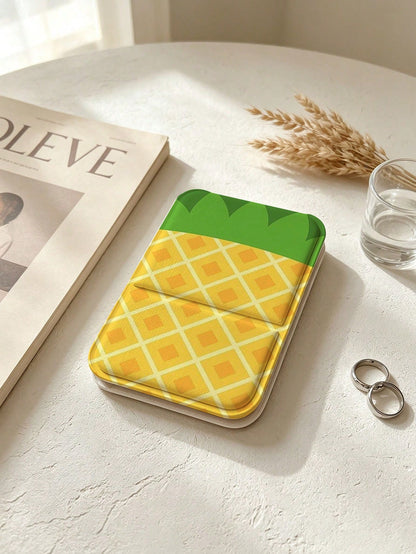 Cute Fruit Pattern Foldable Portable Makeup Mirror, 180° Adjustable Stand Desktop Small Mirror, Portable Flip Cover Scratch-Resistant High-Definition Makeup Mirror, Pineapple Strawberry Fresh Style Po