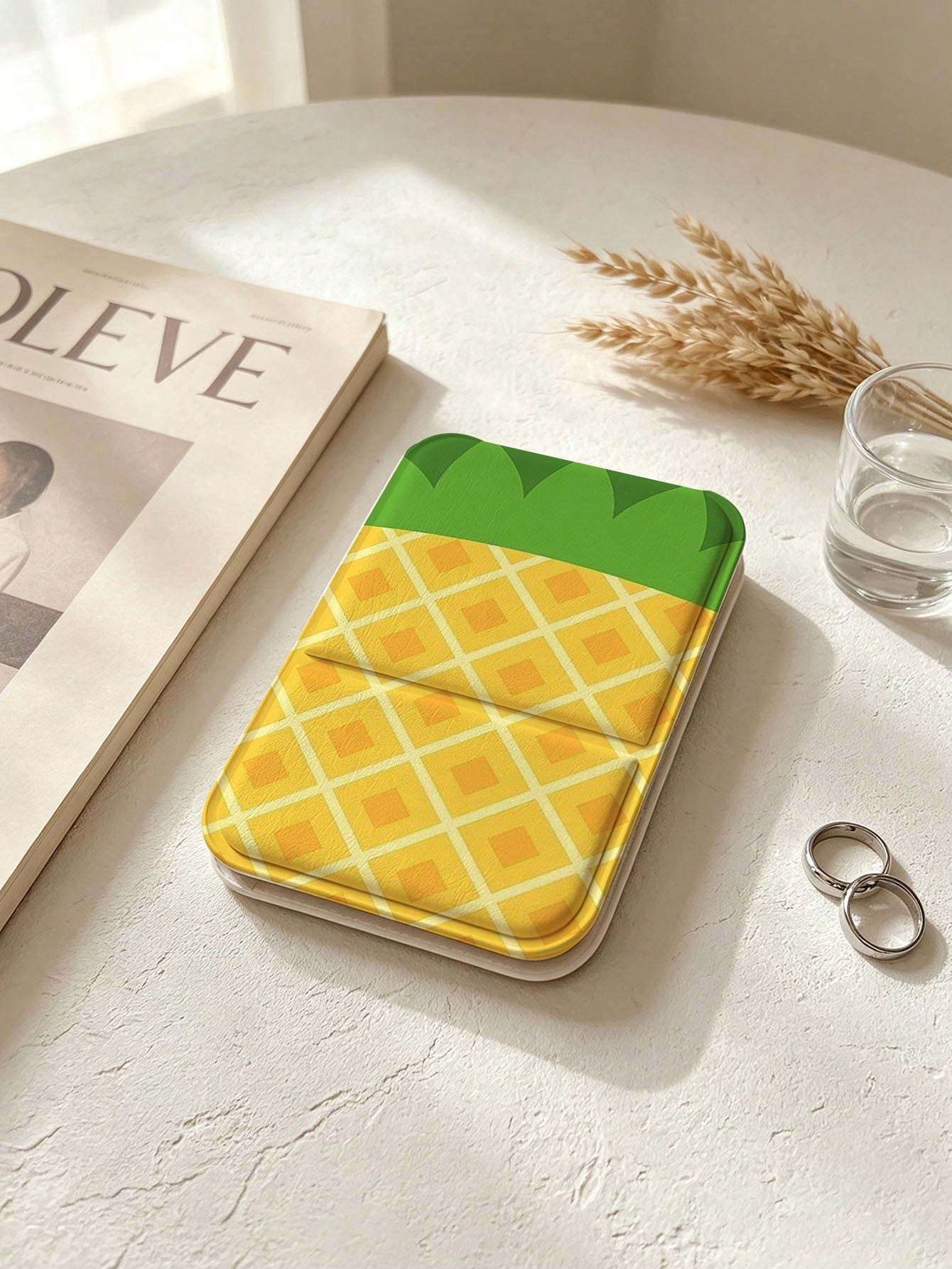 Cute Fruit Pattern Foldable Portable Makeup Mirror, 180° Adjustable Stand Desktop Small Mirror, Portable Flip Cover Scratch-Resistant High-Definition Makeup Mirror, Pineapple Strawberry Fresh Style Po