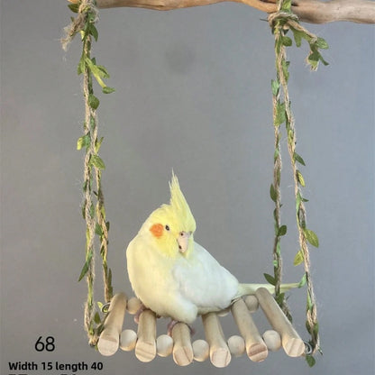 Cute Hanging Vine Swing Parrot Toy Fun Training Chewing Rest Accessory For Small Pet Birds