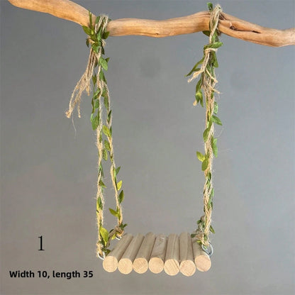 Cute Hanging Vine Swing Parrot Toy Fun Training Chewing Rest Accessory For Small Pet Birds