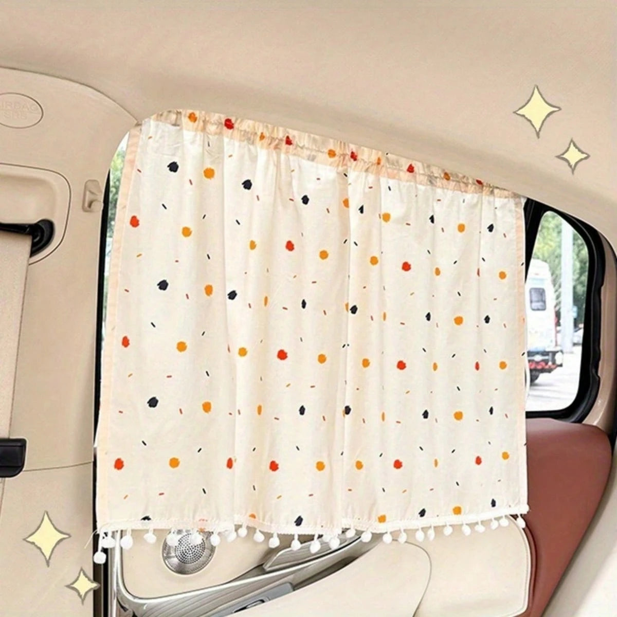Cute Heart Polka Dot Car Sun Shade- Universal Suction Cup Window Visor For UV Protection, Privacy Curtain For Car Interior, Sunblock Cover For Side Windows