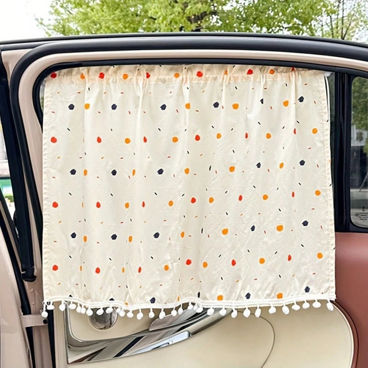 Cute Heart Polka Dot Car Sun Shade- Universal Suction Cup Window Visor For UV Protection, Privacy Curtain For Car Interior, Sunblock Cover For Side Windows