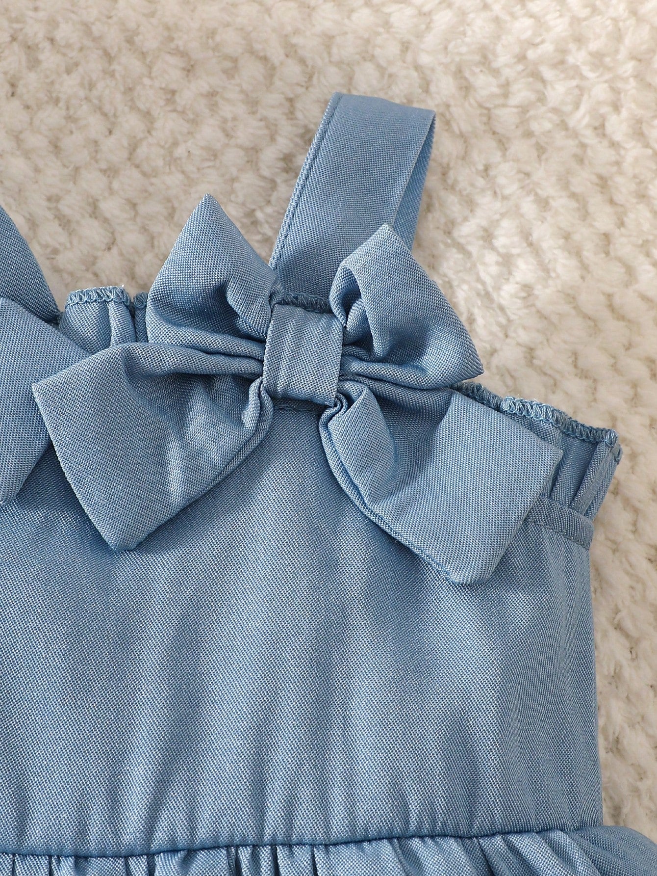 Cute Newborn Baby Girl Summer Outfit Aqua Blue Floral Embroidered Camisole Top Bow Decor Bud Shorts Pastoral Family Matching First Birthday Clothes