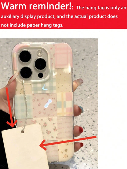 Cute Patchwork Elements Fashion Phone Case Floral Patchwork Plaid Pattern Candy Phone Case Compatible With 17 Pro Max 17 Pro 17 Air 16 15 Pro Max 12 13 Pro 14 11 Plus Spring Flower Soft Shell Easter P