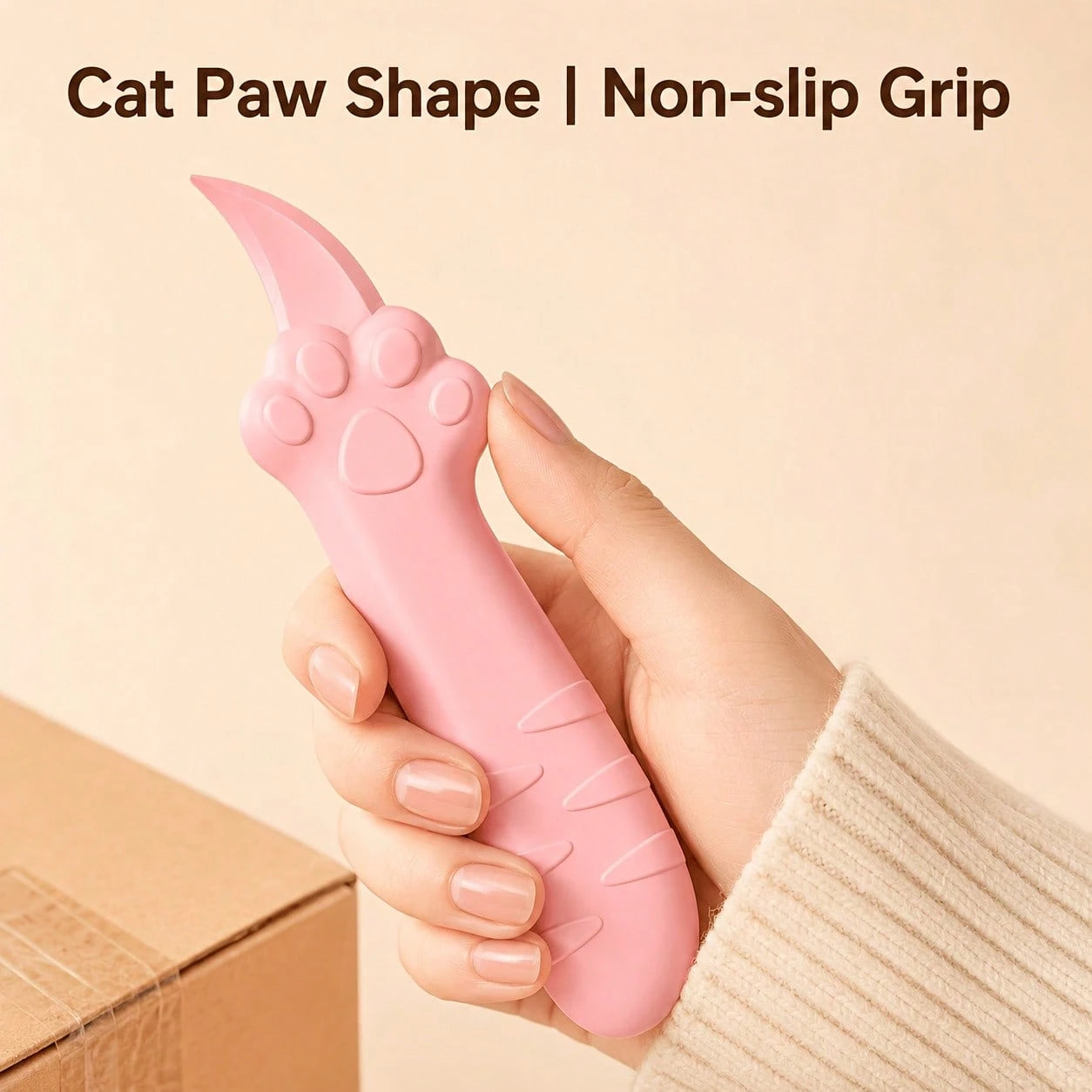 Cute Paw-Shaped Box Scissors, Pink Package Opener, Portable Envelope Opening And Practical Cutter, Available In Random Colors, Suitable Boxes, Envelopes, Mail, Home And School Supplies, And Makes A Gr