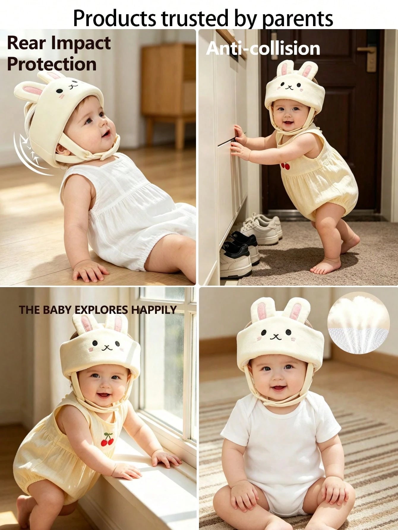 Cute Rabbit Anti-Fall Baby Helmet, Toddler Walking Protective Hat, Anti-Collision Head Guard For Infants, Baby Head Protection Pillow, Breathable Anti-Fall Helmet For Newborns, All-Season Universal Fo