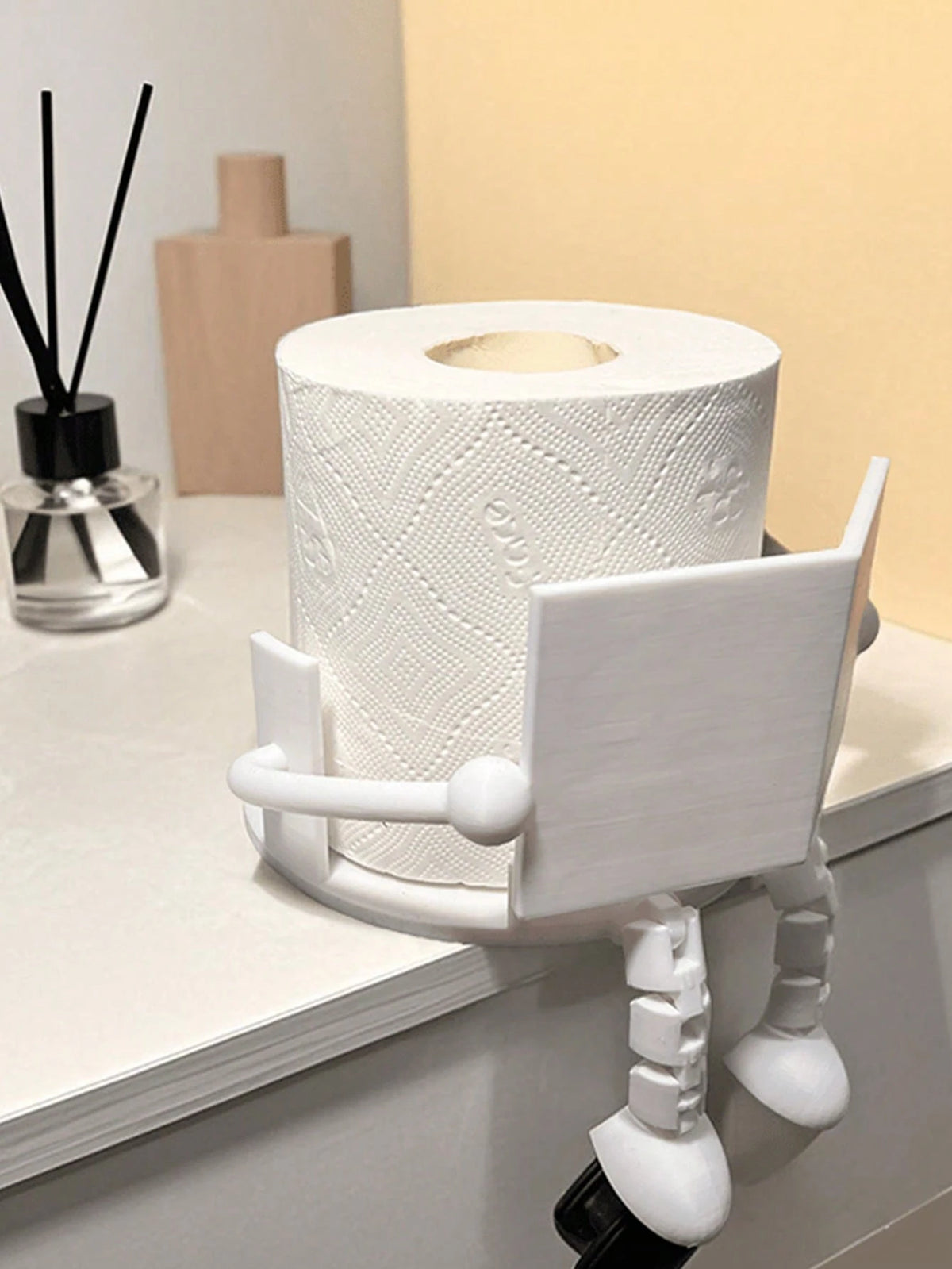 Cute Toilet Paper Holder, Designed As Book And Coffee- Made Of Durable Plastic, Freestanding Design, Suitable For Bathroom, Can Hold Standard Size Toilet Paper Rolls, A Fun Decorative Accessory And G