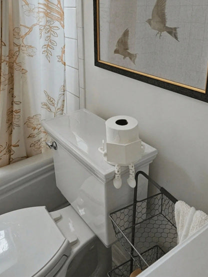Cute Toilet Paper Holder, Designed As Book And Coffee- Made Of Durable Plastic, Freestanding Design, Suitable For Bathroom, Can Hold Standard Size Toilet Paper Rolls, A Fun Decorative Accessory And G