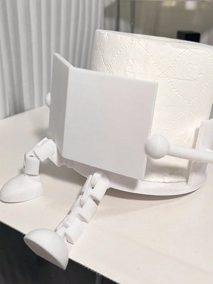 Cute Toilet Paper Holder, Designed As Book And Coffee- Made Of Durable Plastic, Freestanding Design, Suitable For Bathroom, Can Hold Standard Size Toilet Paper Rolls, A Fun Decorative Accessory And G