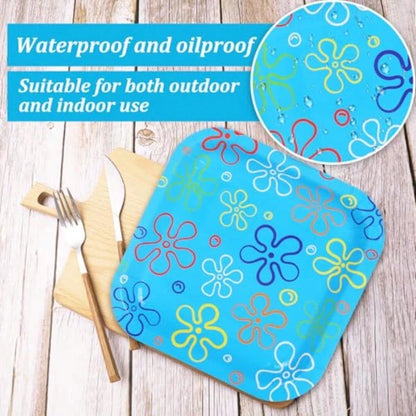 D40 Pcs Sponge Birthday Party Paper Plate Cartoon Themed Disposable Plate Yellow Blue Ocean Flower Tableware For Spring Summer