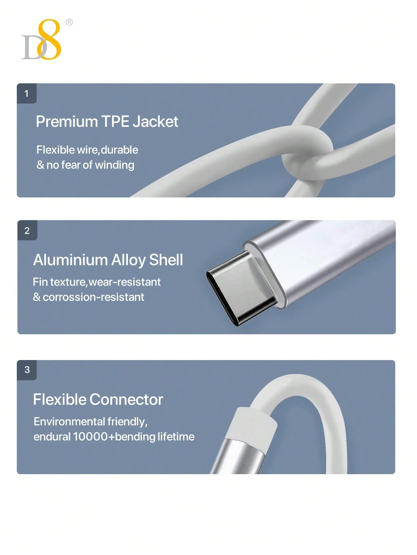 D8 USB-C To 3.5mm Audio Auxiliary Jack Cable, 3.3ft USB Type-C To Male Adapter Cord, Car Headphone Cable, Compatible With IPhone 16/16 Pro/16 Pro Max/15/15 Pro Max/15 Pro, Galaxy S24/S23/S22/S21 Ultra