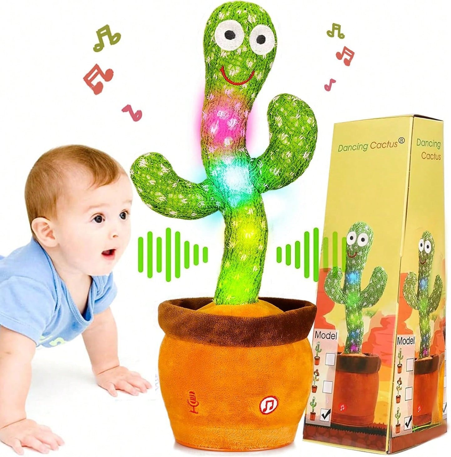 Dancing Talking Cactus Toy, Baby Singing Recording Mimicking Cactus Toy, Repeats What You Say, Musical Interactive Infant Toddler Toys For 1 Year Old Boys Girls, Baby Easter Basket Stuffers Gifts