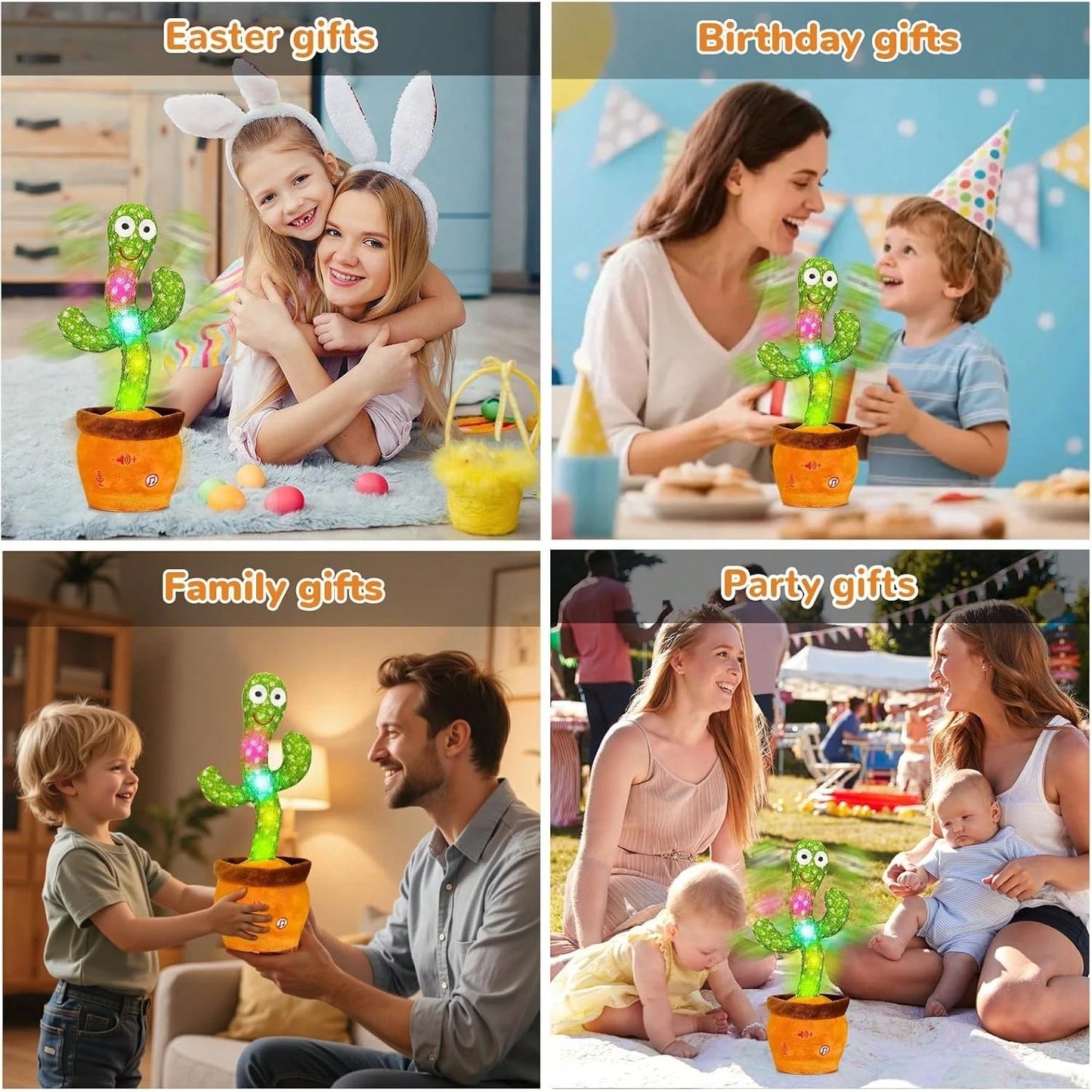 Dancing Talking Cactus Toy, Baby Singing Recording Mimicking Cactus Toy, Repeats What You Say, Musical Interactive Infant Toddler Toys For 1 Year Old Boys Girls, Baby Easter Basket Stuffers Gifts
