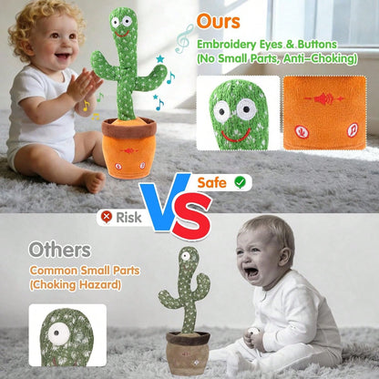 Dancing Talking Giraffe Toy, Stuffed Animal Baby Toy Repeating What You Say, Glowing Musical Giraffe Gifts For Toddlers 1-3 Years Old, For Kids (Cactus)