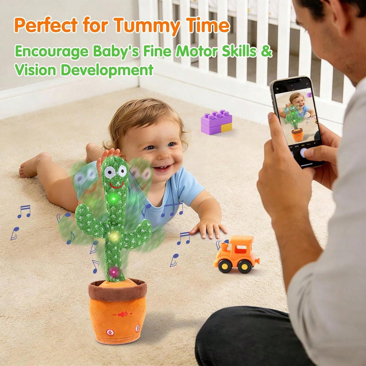 Dancing Talking Giraffe Toy, Stuffed Animal Baby Toy Repeating What You Say, Glowing Musical Giraffe Gifts For Toddlers 1-3 Years Old, For Kids (Cactus)