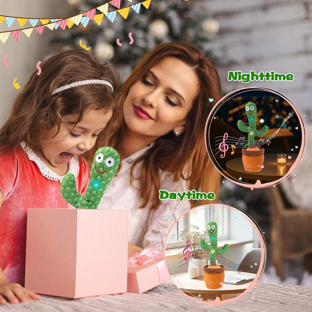 Dancing Talking Giraffe Toy, Stuffed Animal Baby Toy Repeating What You Say, Glowing Musical Giraffe Gifts For Toddlers 1-3 Years Old, For Kids (Cactus)