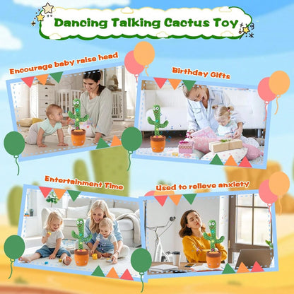 Dancing Talking Giraffe Toy, Stuffed Animal Baby Toy Repeating What You Say, Glowing Musical Giraffe Gifts For Toddlers 1-3 Years Old, For Kids (Cactus)