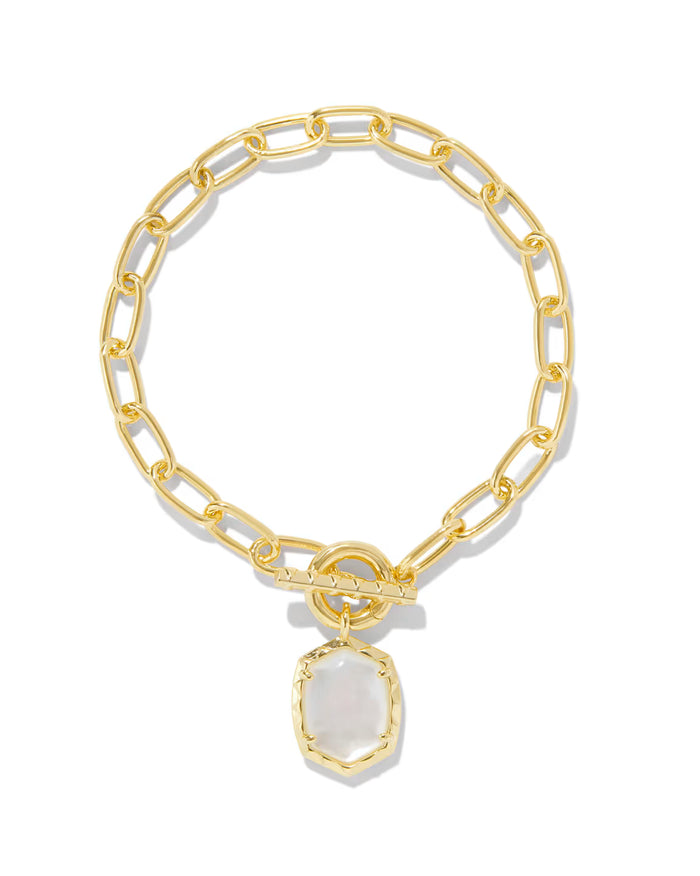 Daphne Rhodium Link Chain Bracelet Ivory MOP