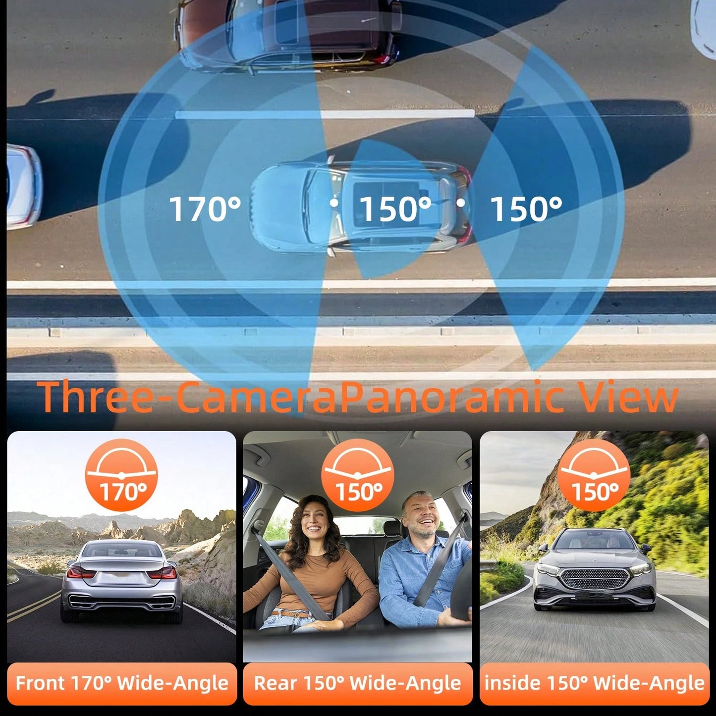 Dash Cam Front Inside And Rear, UHD 4K Recording Car DVR Cam With 170° Wide Angle, Night Vision, Small Dash Camera For Cars, 24h Parking Monitor, Loop Recording, G-Sensor, 32 SD Card