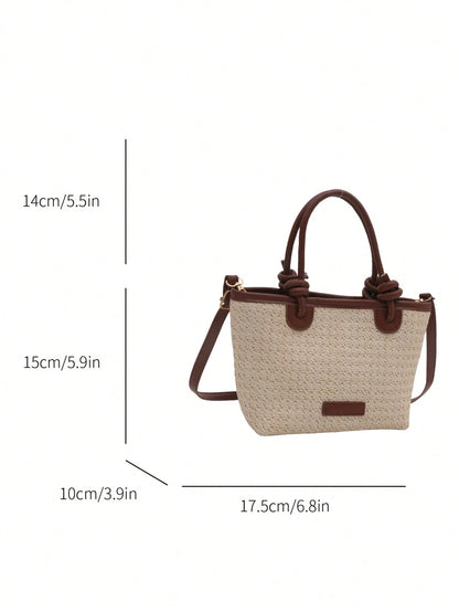 DAZY 2025 Women's Woven One Shoulder Crossbody Bag, Large Capacity Vacation Tote Beach Handbag For Commute,Holiday,Straw Bag