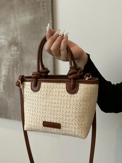 DAZY 2025 Women's Woven One Shoulder Crossbody Bag, Large Capacity Vacation Tote Beach Handbag For Commute,Holiday,Straw Bag