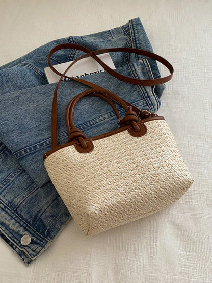 DAZY 2025 Women's Woven One Shoulder Crossbody Bag, Large Capacity Vacation Tote Beach Handbag For Commute,Holiday,Straw Bag