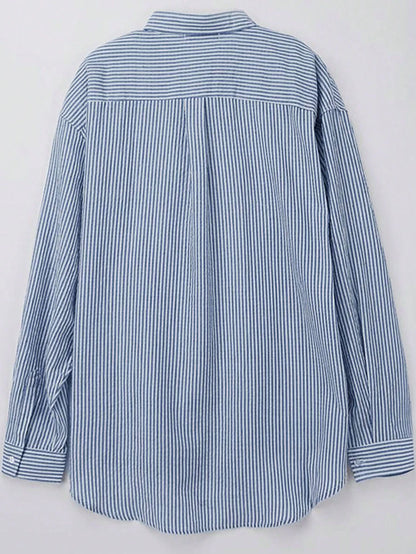 DAZY Blue Striped Long Sleeve Shirt For Men, Spring