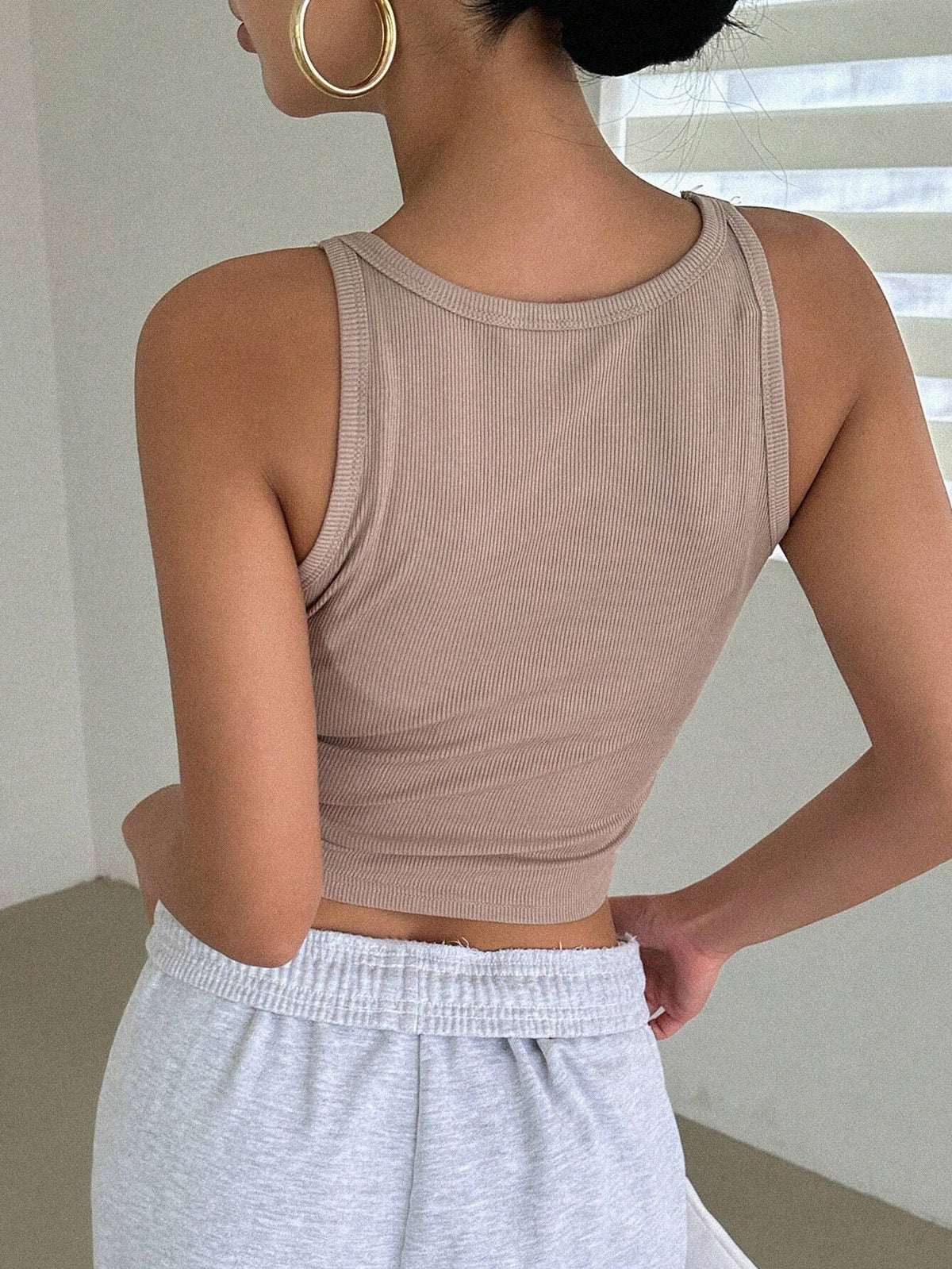 DAZY Solid Crop Tank Top Halter Top