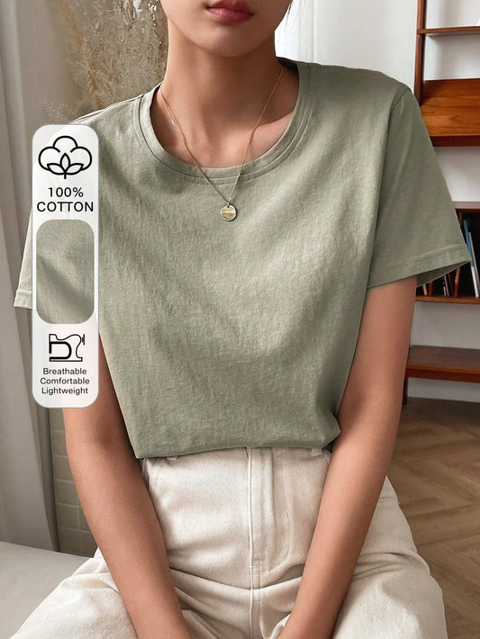 DAZY Solid Round Neck Tee