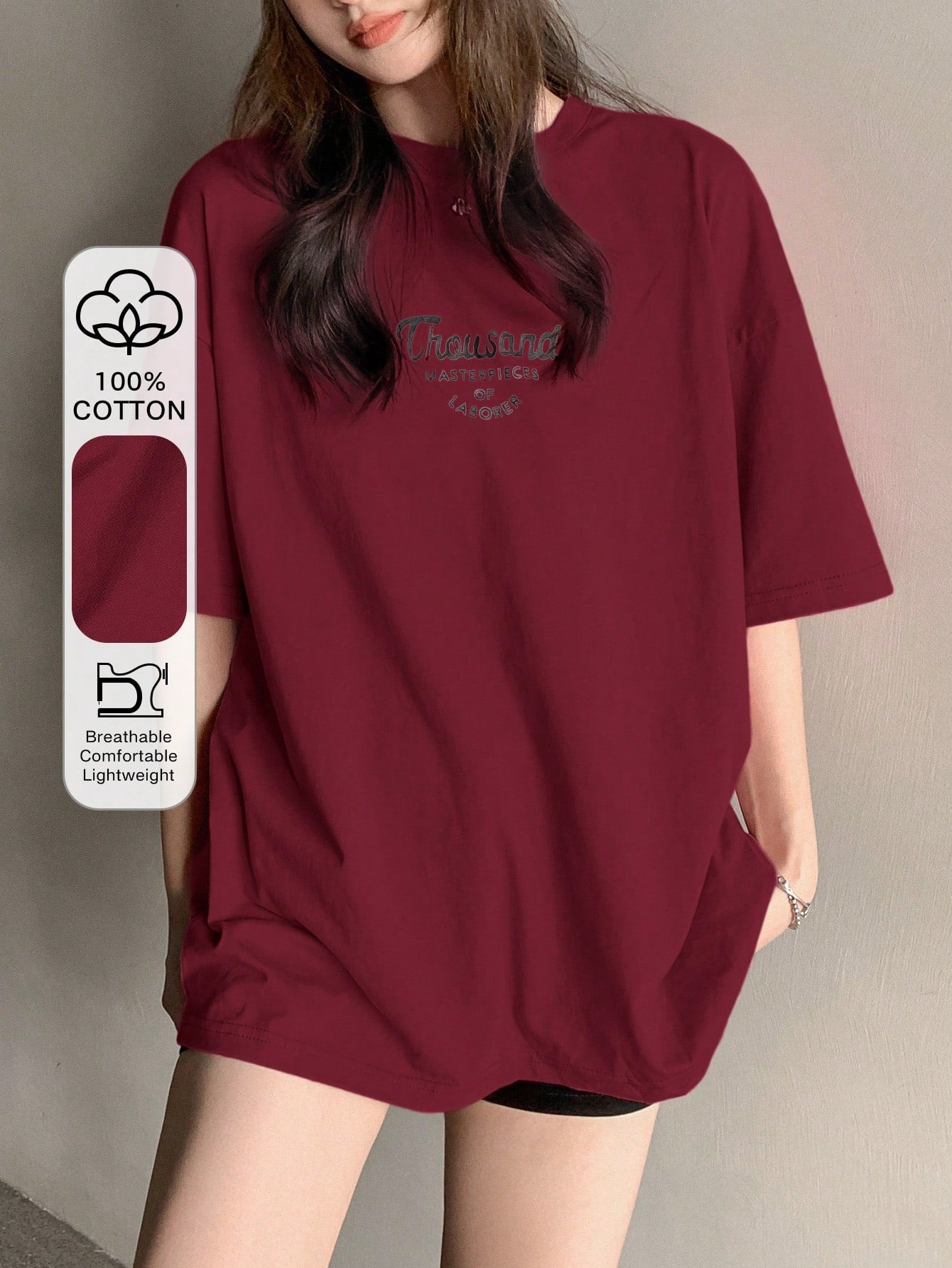 DAZY Summer Short Sleeve Oversized T-Shirt With Letter Print Preppy Tops