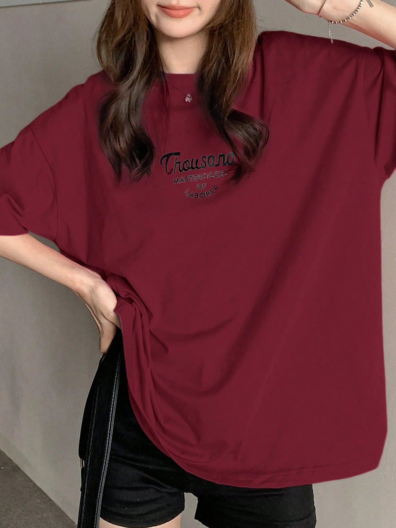 DAZY Summer Short Sleeve Oversized T-Shirt With Letter Print Preppy Tops