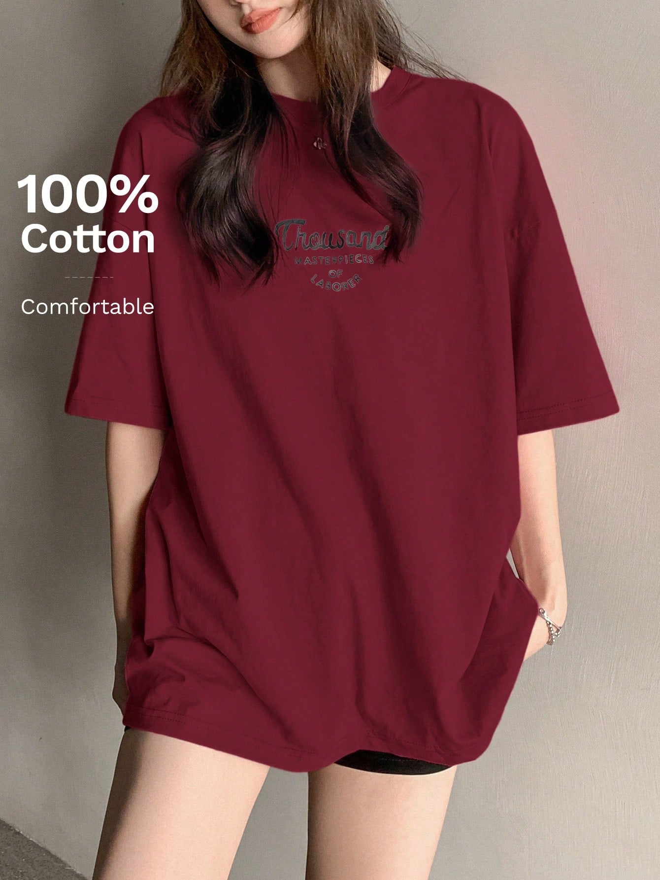DAZY Summer Short Sleeve Oversized T-Shirt With Letter Print Preppy Tops