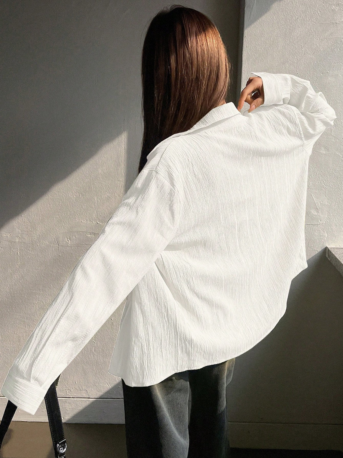 DAZY Women's Casual Solid Color Long Sleeve Shirt, Spring And Autumn,Long Sleeve Tops Y2k,Fall Women Clothes