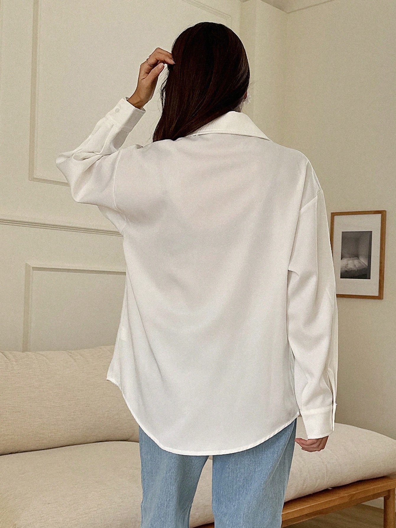 DAZY Women's Loose Casual School Solid Color Shirt