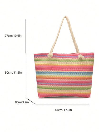 Dedoo Woven Large Capacity Tote Bag, Lightweight Shopping Shoulder Bag, Summer Women's Vacation Travel Essential Bag/Backpack