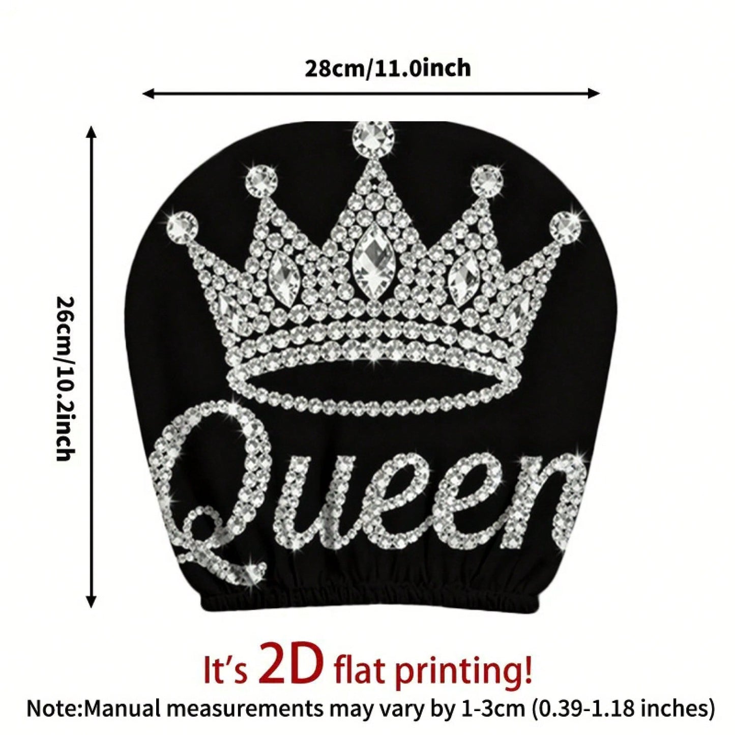 Diamond Queen Crown Pattern Printed Car Headrest Protector, 2D Flat, Suitable For Travel/Car Interior Decoration/Festive Fashion Interior Decoration, Car Seat Cover, Car Accessories, Suitable For All